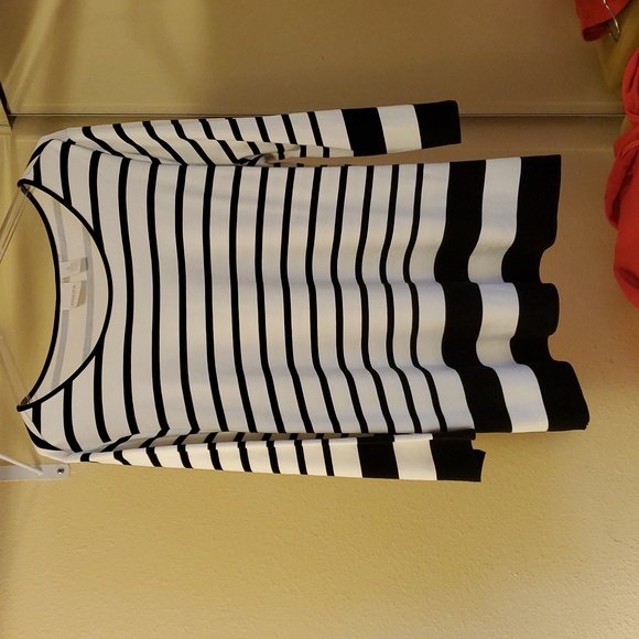Chicos Black and White Striped Top Sz Xlrg/3 & Tote - Picture 2 of 12